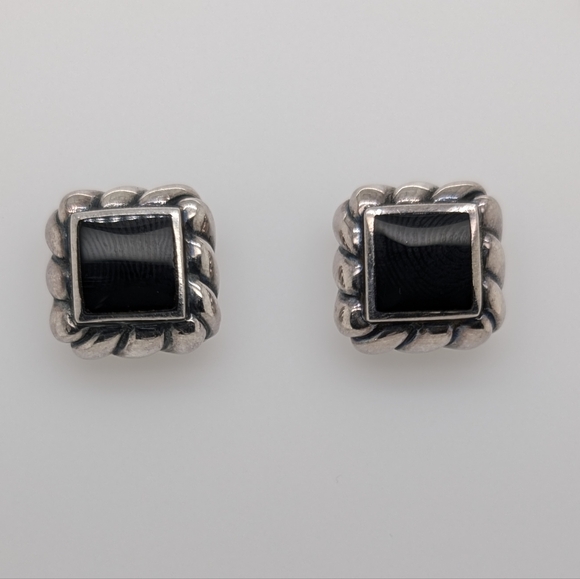925 Silver Earrings with Onyx. - Picture 3 of 6